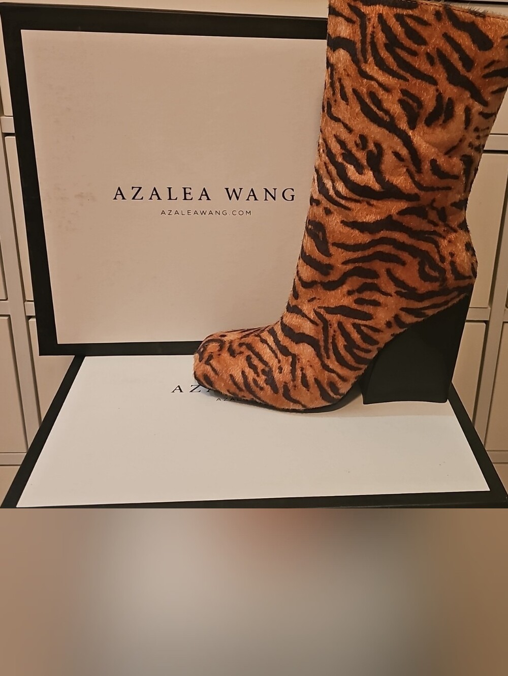 Azalea Wang Tiger-Print Boot - Brown/Black